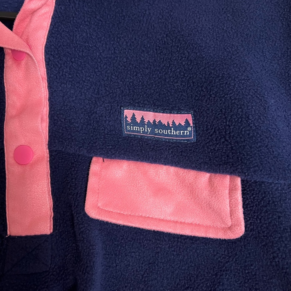 Simply Southern Blue and Pink Fleece Top